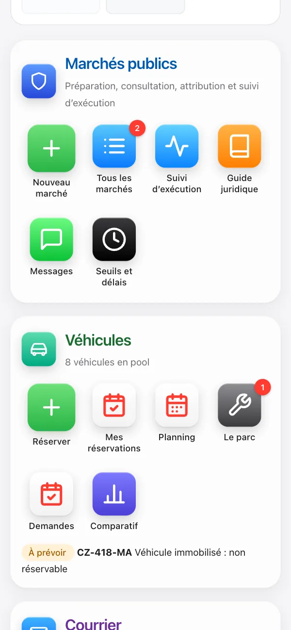 Accueil de l’application sur téléphone dans l’apparence façon Apple