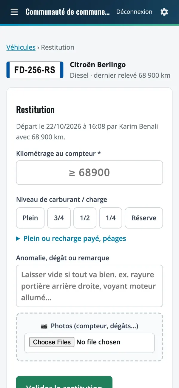 Restitution d’un véhicule : kilométrage, carburant, anomalies et photos